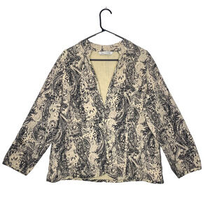 Vintage 100% Silk Quilted Jacket L (14) Paisley‎ Print Lightweight Artsy Boho